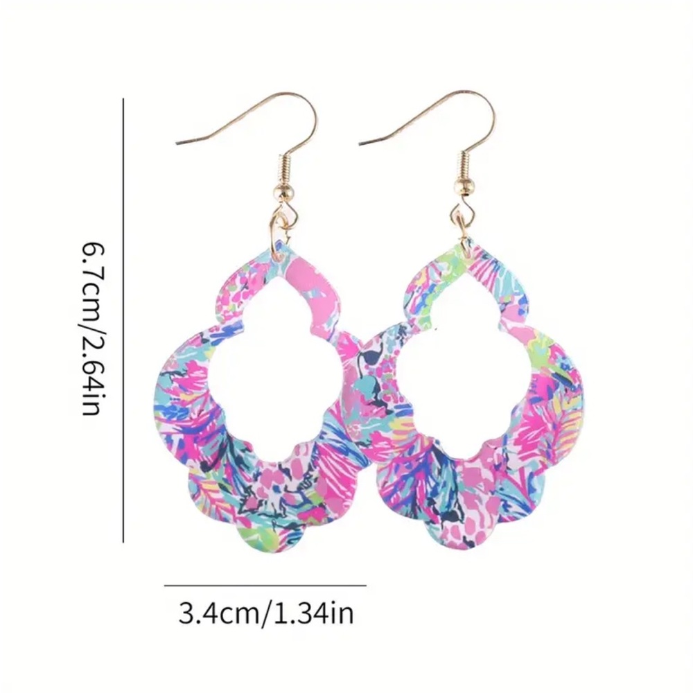 Blue Tropical Drop Earrings - Picture 2 of 2